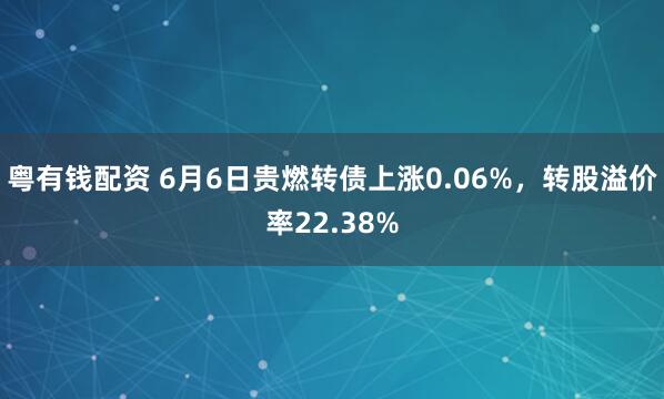 粤有钱配资 6月6日贵燃转债上涨0.06%，转股溢价率22.38%