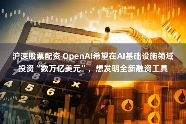 沪深股票配资 OpenAI希望在AI基础设施领域投资“数万亿美元”，想发明全新融资工具